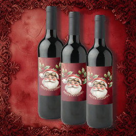 En viskös steampunk Jultomten Vinflaska Etikett