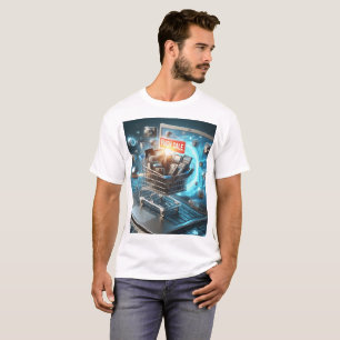 en visning av en bärbar dator med en röd skylt som t shirt