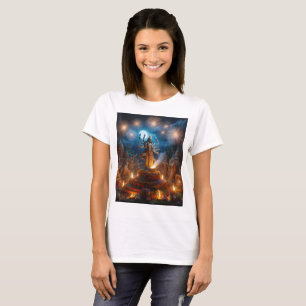 en visning fyrverkerier med staty gudom t shirt