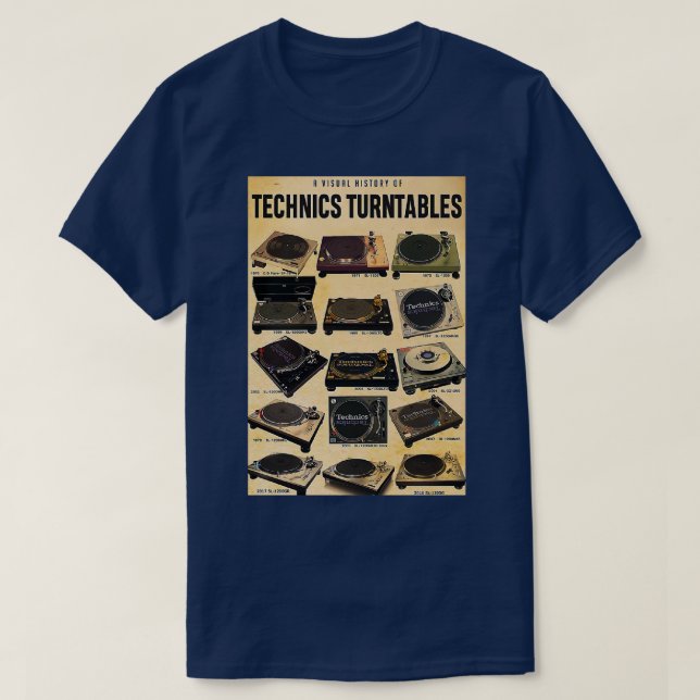 En visuell historik för tekniska vändskivor t shirt (Design framsida)