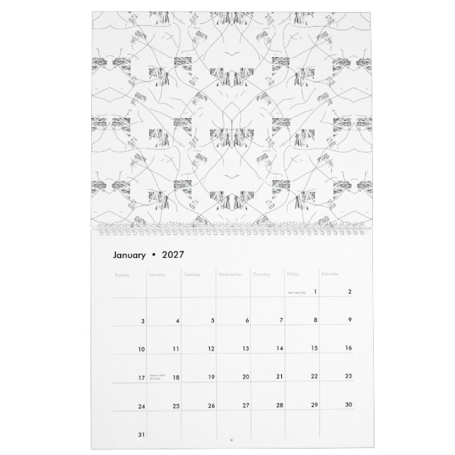 En visuellt tilltalande design som visar en blandn kalender (Jan 2027)