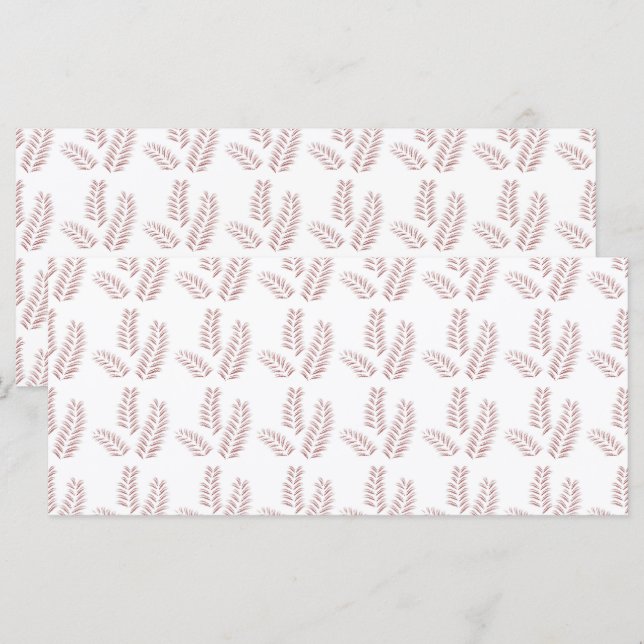 en vit bakgrund med rosa blad på den meny (Fram/baksida)