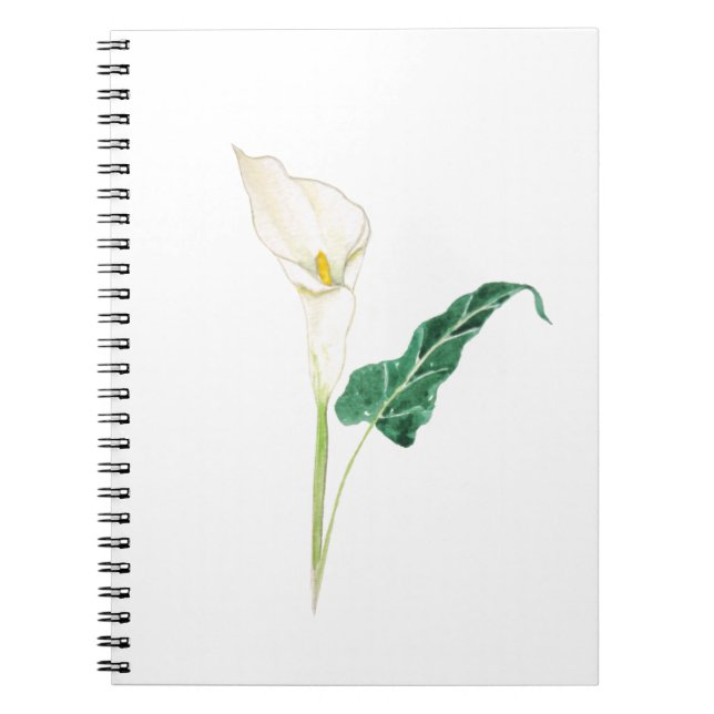 en vit calla lily vattencolor anteckningsbok (Framsidan)