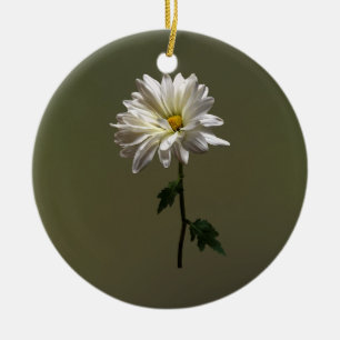 En vit Daisy Julgransprydnad Keramik