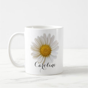 En vit Daisy med eget namn Kaffemugg