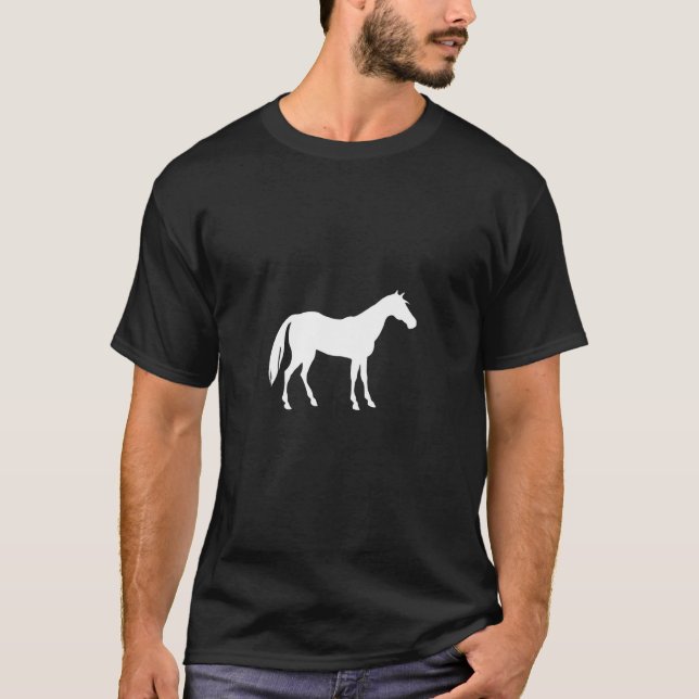 En Vit Enkel Häst T Shirt (Framsida)
