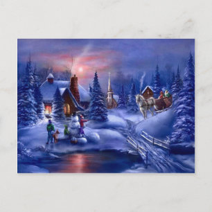 En vit jul helg vykort