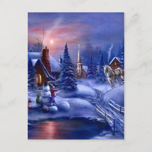 En vit jul helg vykort