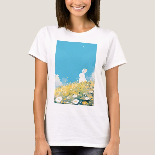 En vit kaninäng t shirt (Framsida)