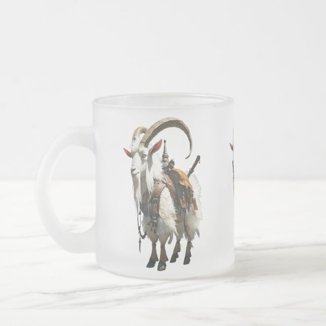 En vit keramisk mugg med en illustration av ett ho (Vänster)