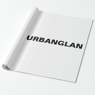 En vit lakan med URBANGLAN-typsnittsdesign Presentpapper