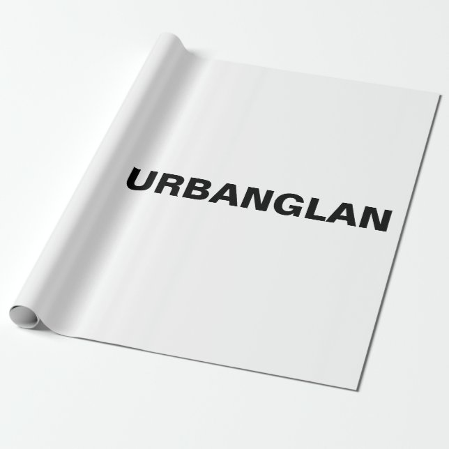 En vit lakan med URBANGLAN-typsnittsdesign Presentpapper (Utrullad)