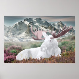 En vit moose i Montain Poster