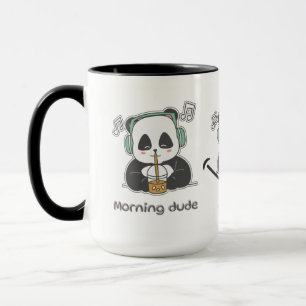 En vit och svart stor storlek Mugg med söt panda
