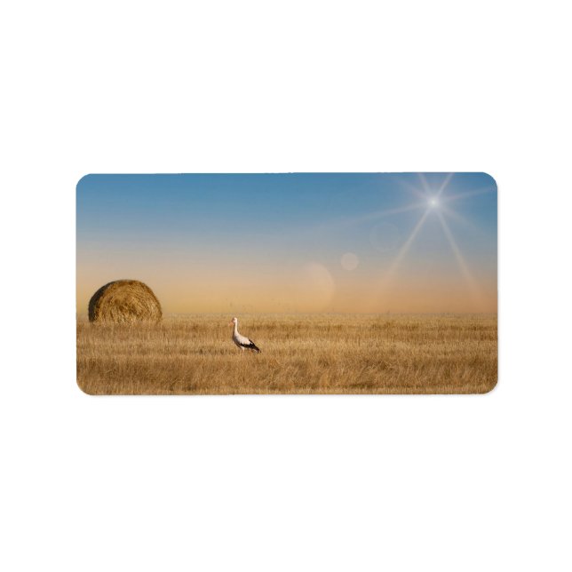 En vit stork adressetikett (Framsidan)