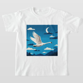En vit svan flygande i natthimlen t shirt