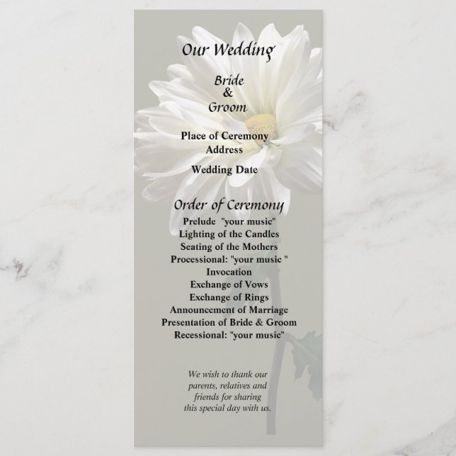 En vit tusenskönsblomma program (Framsida)