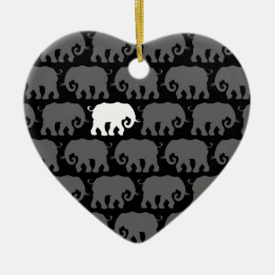 En vitelefant i en flock julgransprydnad keramik