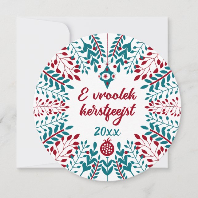 En vrolijk kerstfeest, West-Vlaams prettig Xmas Julkort (Framsida)