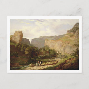 En vy av Cheddar Gorge (olja på arbetsyta) Vykort