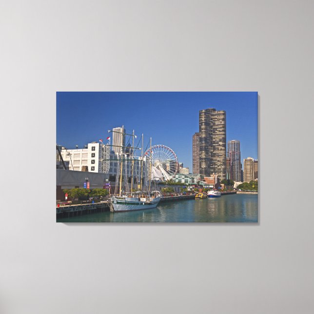 En vy av Chicago's Navy Pier 2 Canvastryck (Framsida)