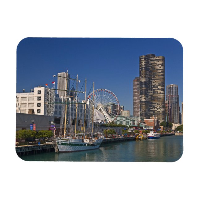 En vy av Chicago's Navy Pier 2 Magnet (Horisontell)