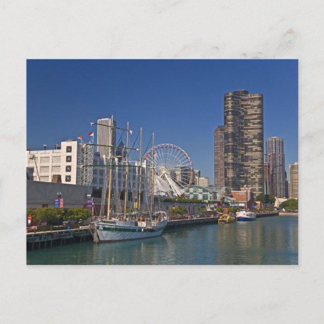 En vy av Chicago's Navy Pier 2 Vykort (Framsida)