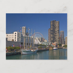 En vy av Chicago's Navy Pier 2 Vykort