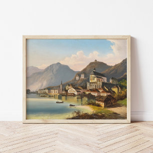 En vy av Hallstatt   Johann Wilhelm Jankowsky Poster