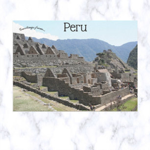 En vy av Machu Picchu Peru Vykort