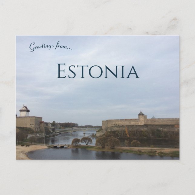 En vy av Narva Estland Vykort (Framsida)