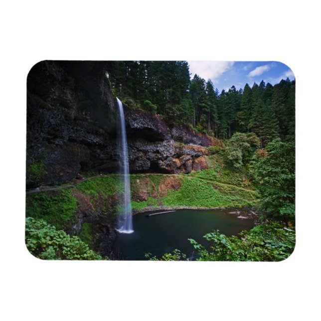 En vy av South Falls i Silver Falls State Park Magnet (Horisontell)
