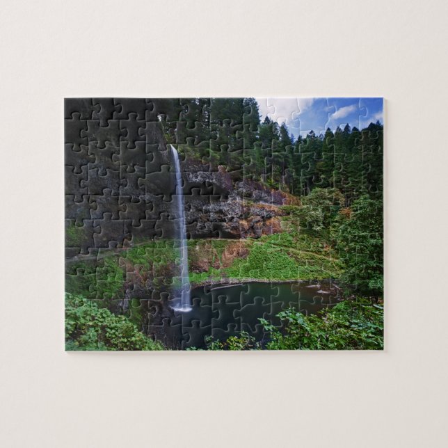 En vy av South Falls i Silver Falls State Park Pussel (Horisontell)