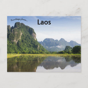 En vy av Vang Vieng Laos Vykort