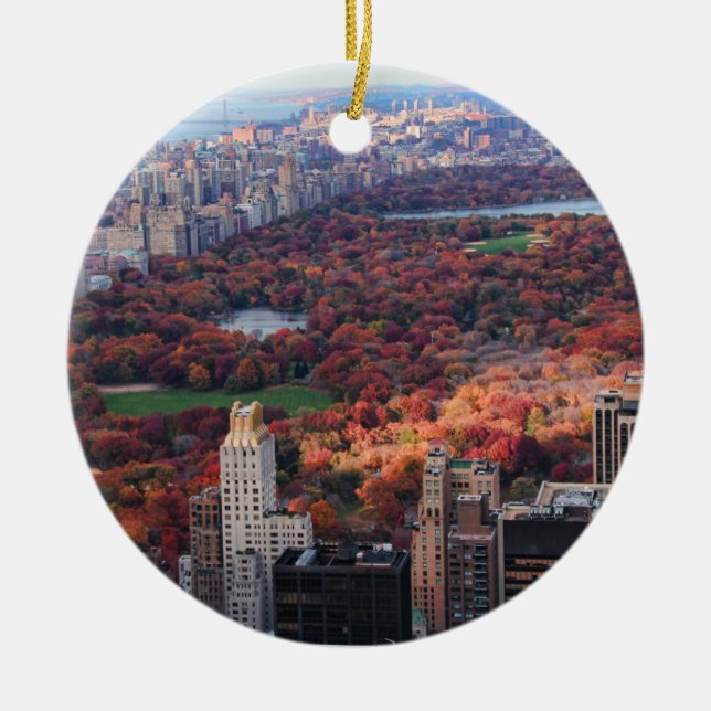 En vy från ovan: Höst i Central Park 01 Julgransprydnad Keramik (Framsidan)