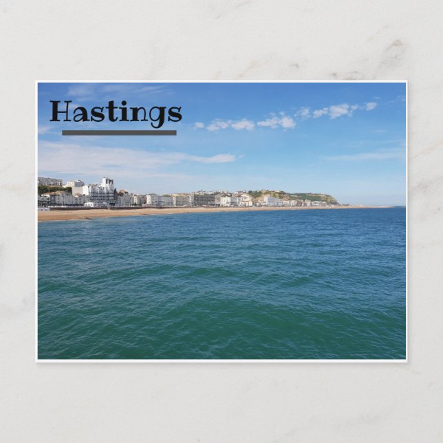 En vy längs Hastings strand Vykort (Framsida)