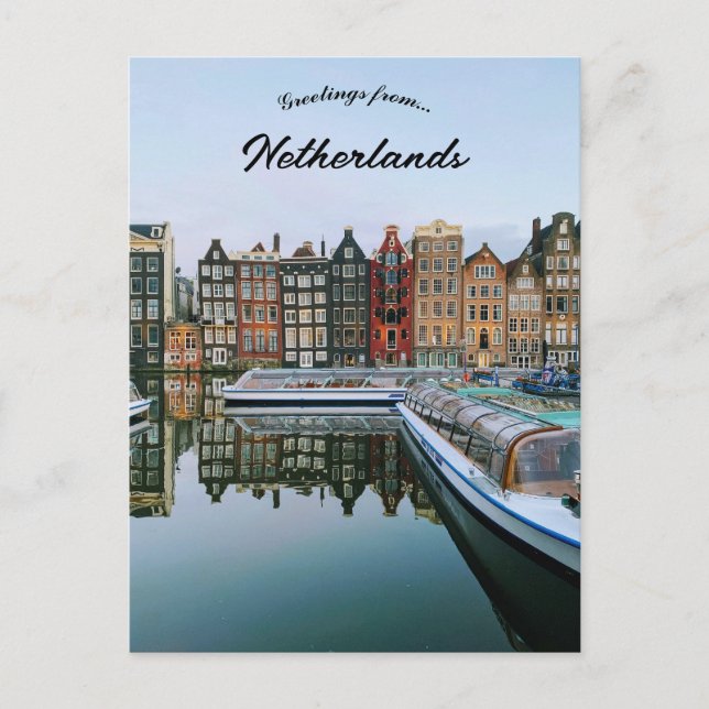 En vy över Amsterdam Nederländerna Vykort (Framsida)