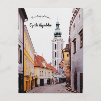 En vy över Cesky Krumlov Tjeckien Vykort