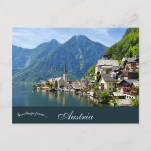 En vy över Hallstatt Österrike Vykort