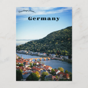 En vy över Heidelberg Tyskland Vykort