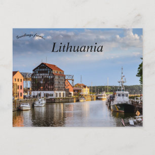 En vy över Klaipeda Litauen Vykort
