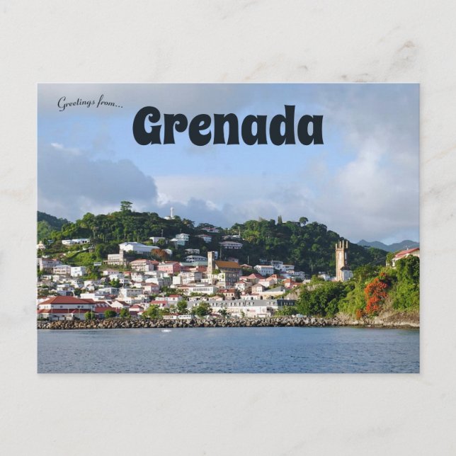 En vy över Kusten i Grenada Vykort (Framsida)