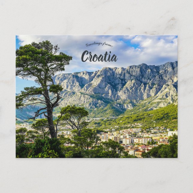 En vy över Makarska Kroatien Vykort (Framsida)