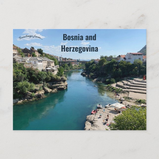 En vy över Mostar Bosnien och Hercegovina Vykort (Framsida)