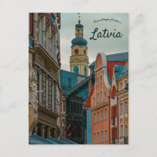En vy över Riga Lettland Vykort