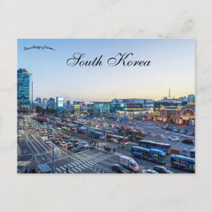 En vy över Seoul Sydkorea Vykort