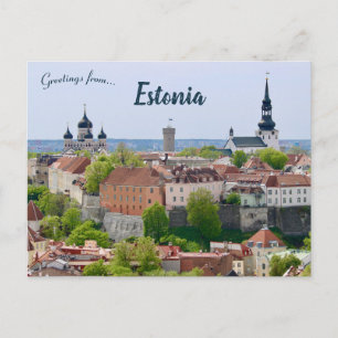 En vy över Tallinn Estland Vykort