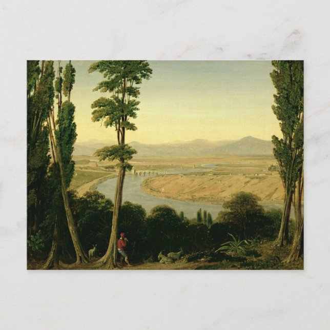 En vy över Tiber och Roman Campagna Vykort (Framsida)