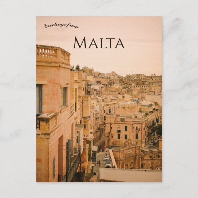 En vy över Valletta Malta Vykort (Framsida)