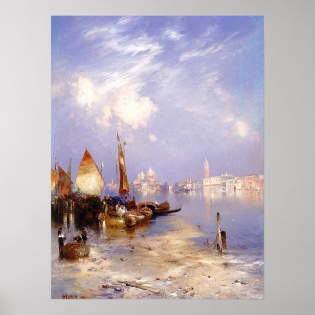 En vy över Venedig av Thomas Moran Poster (Framsidan)